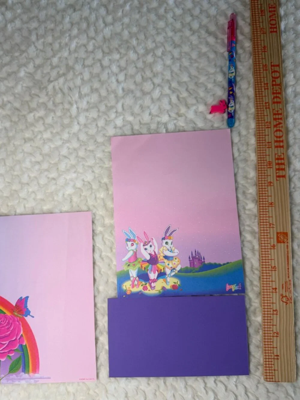 Vintage Lisa Frank Ballerina Bunnies & Rainbow Rose Butterfly Stationary Paper